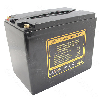 Аккумулятор LiFePO4 24v36ah 2400w max пластик